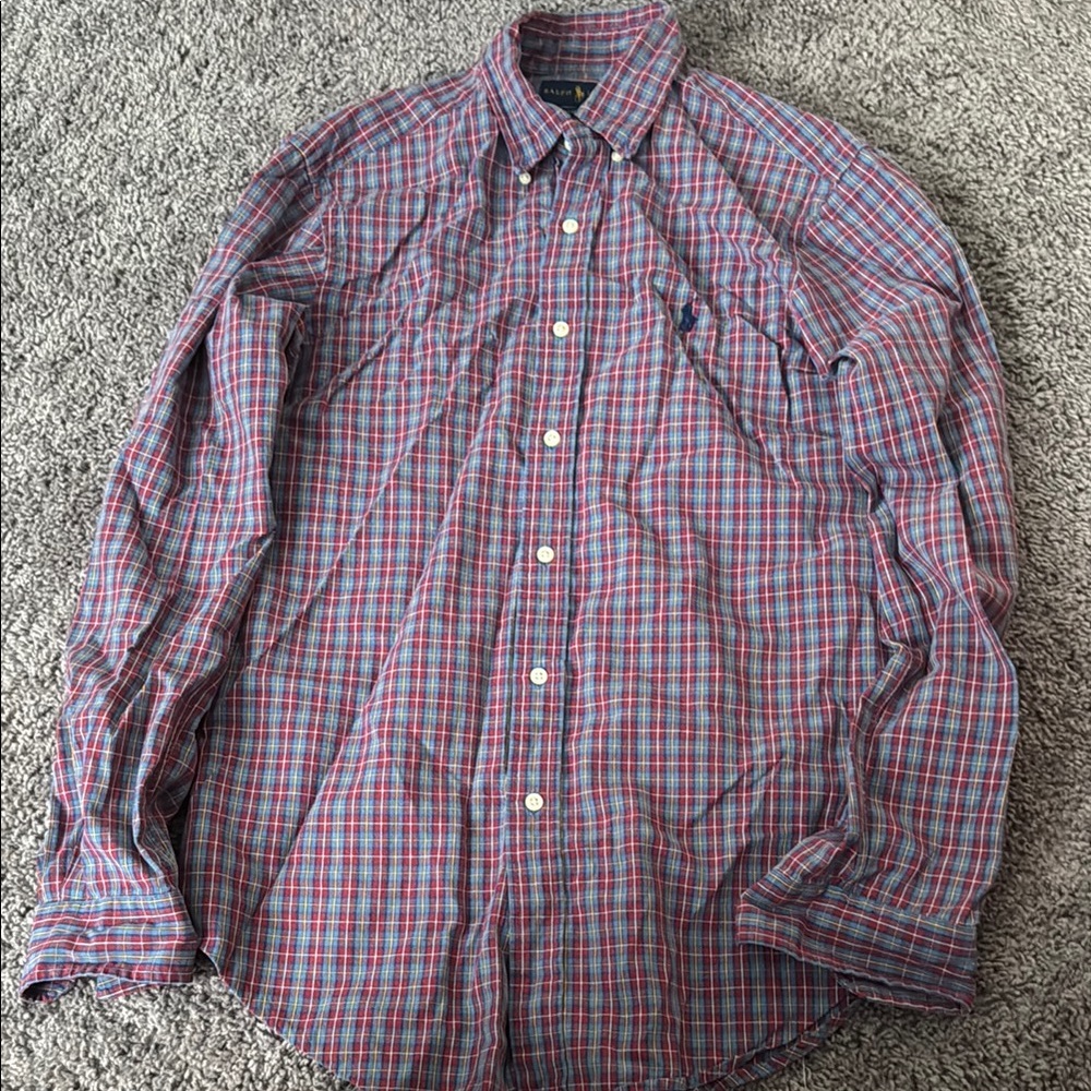 Polo by Ralph Lauren Red and Blue Casual Button Down Shirt